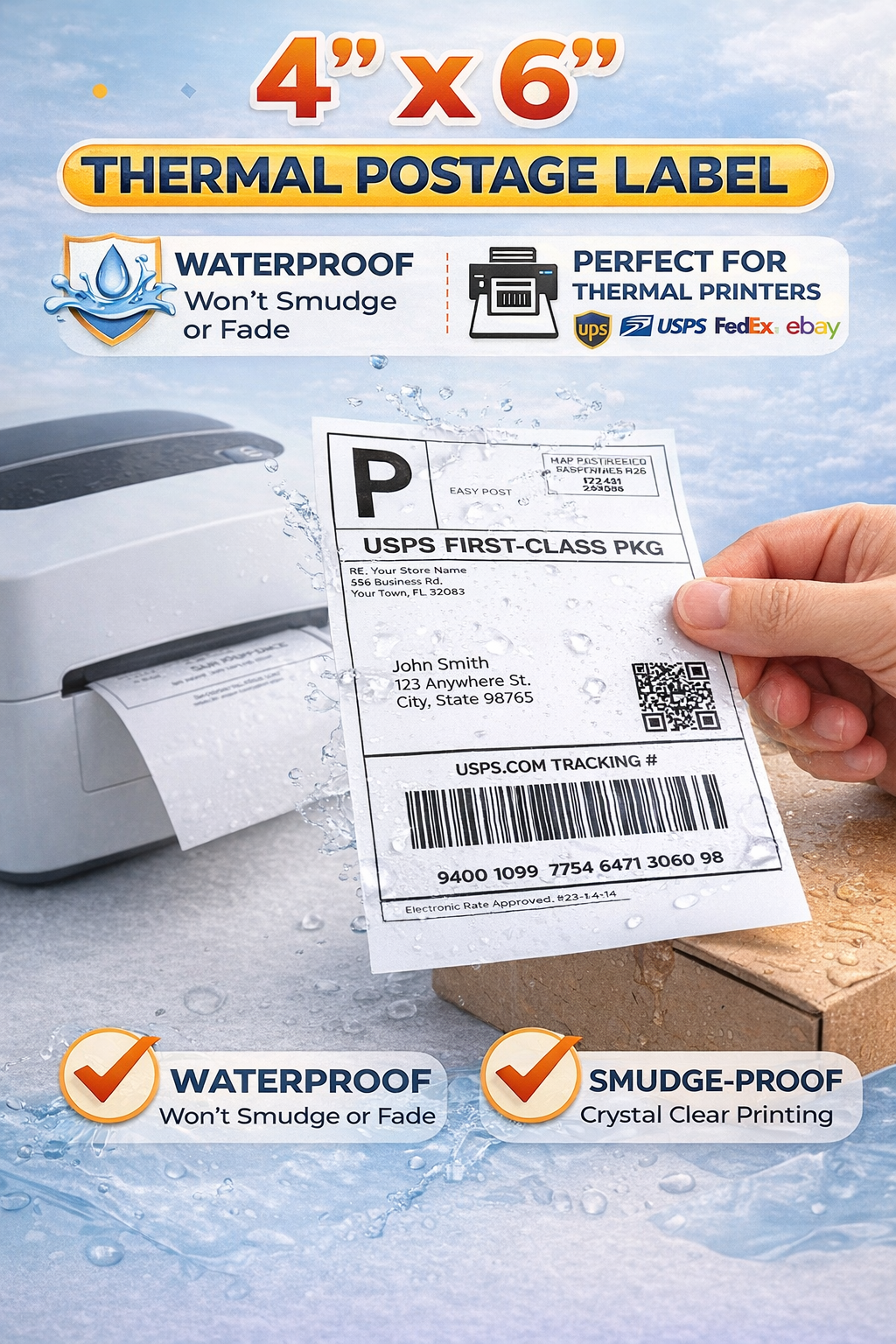 4×6 Thermal Label Rolls – 500 Postage Labels